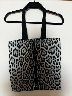 Saint Laurent Black and Gray Leopard-Print Tote